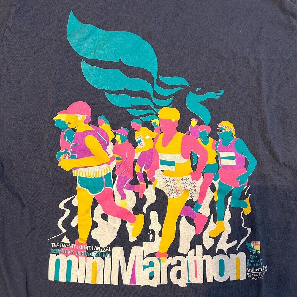 Vintage 90s Kentucky Derby Festival miniMarathon T Shirt Mens Medium Blue USA